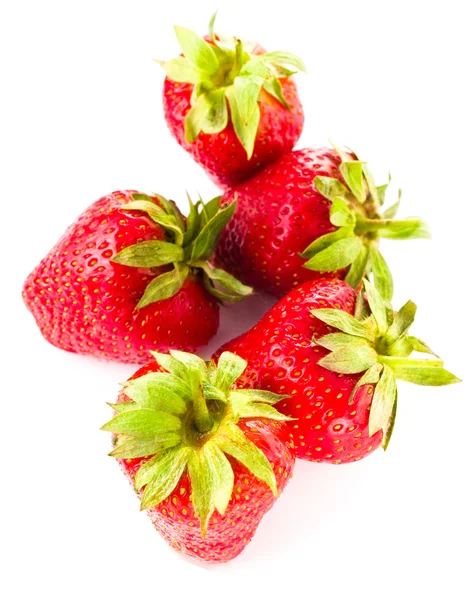 Fresas maduras grandes bayas aisladas sobre fondo blanco, espárrago —  Fotos de Stock