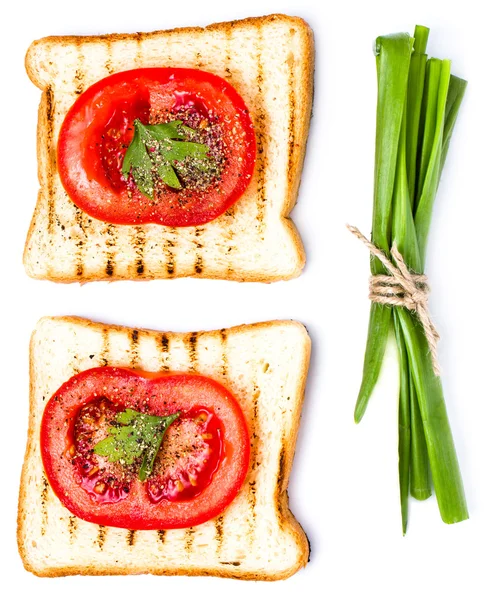 Breakfast set with elements of toast bread — Stock Photo, Image