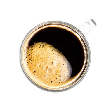kahve espresso bardak kupa köpük beyaz arka plan ile.