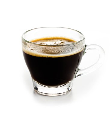 kahve espresso bardak kupa köpük beyaz arka plan ile.