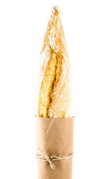 Une demi-baguette croûtée française de pain de blé entier — Photo