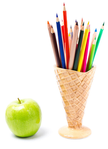 Color pencils in ice cream shape holder, Back to school supplies