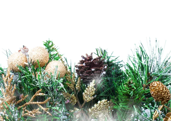 Christmas decoration with Fir branch Christmas and cones white background. — Stock Photo, Image