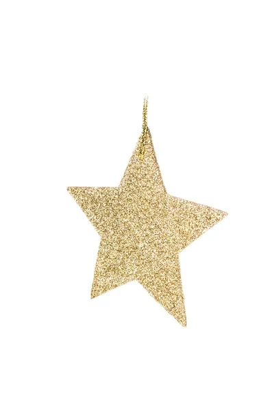 Kerstmis glanzende gouden ster geïsoleerd op wit. — Stockfoto