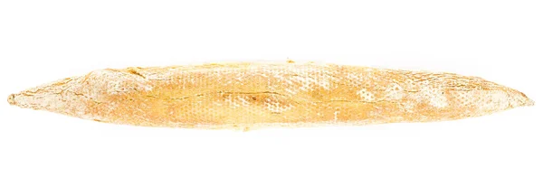Fresh French Baguette on white background closeup. Top view. — Stock Photo, Image