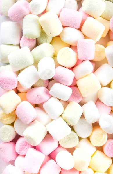 A pile of small colored puffy marshmallows may use as background — Stock Photo, Image