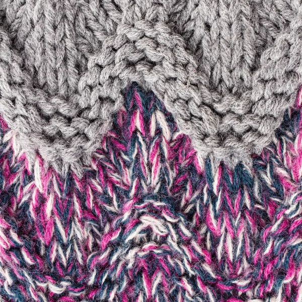 Knitted woolen fabric multicolor texture. — Stock Photo, Image
