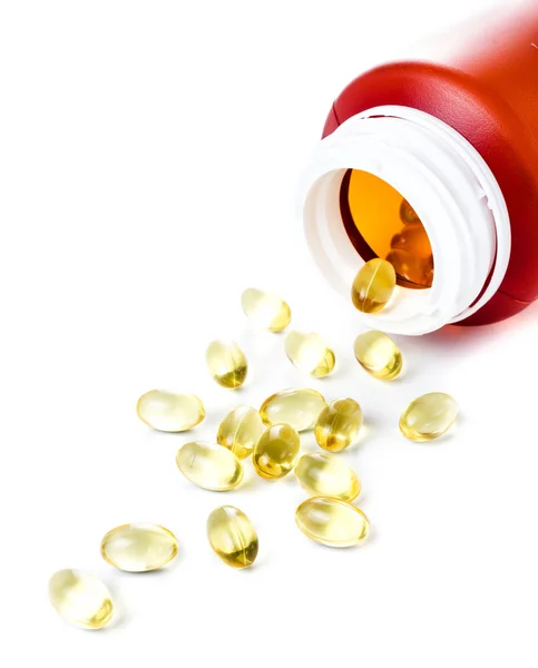 Vitamin E omega 3 fish oil capsules — Stock Photo, Image