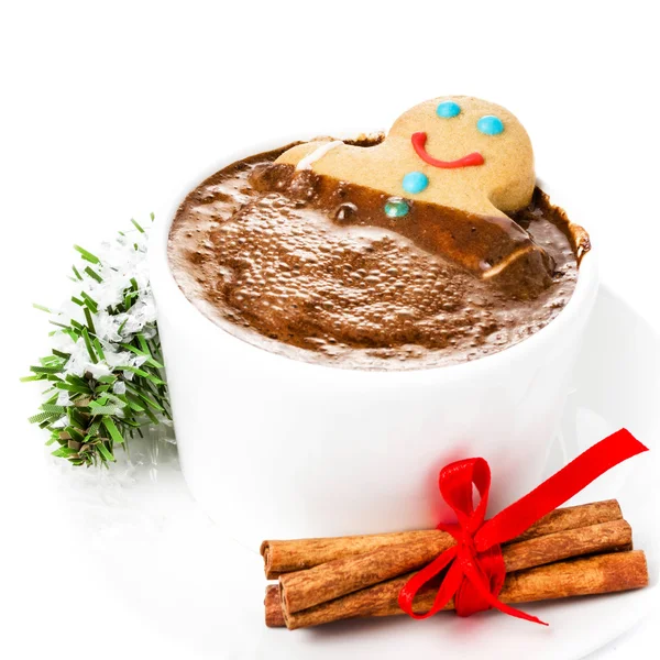 Gingerbread Man and hot chocolate — Stock Photo, Image