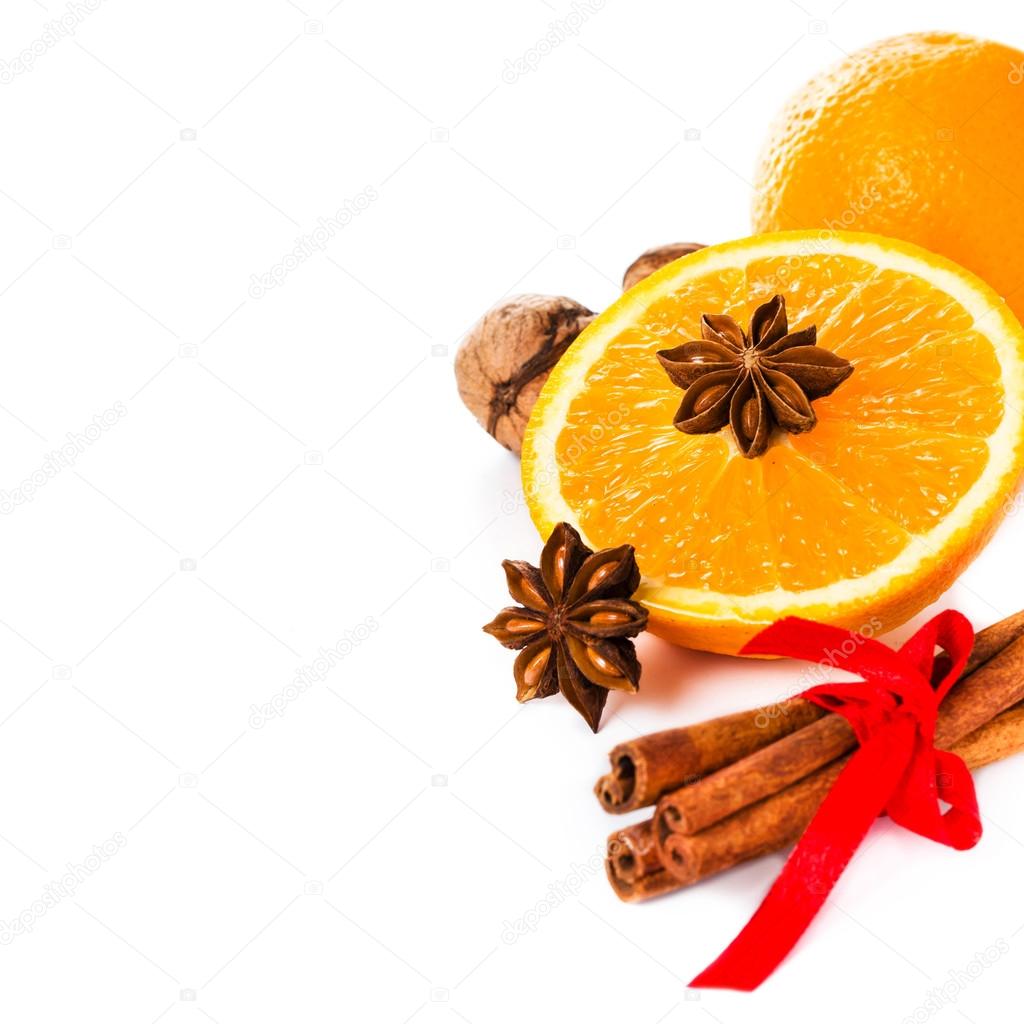 Anise star, Cinnamon stick and fresh orange