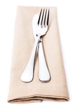 çatal bıçak takımı ile kumaş peçete