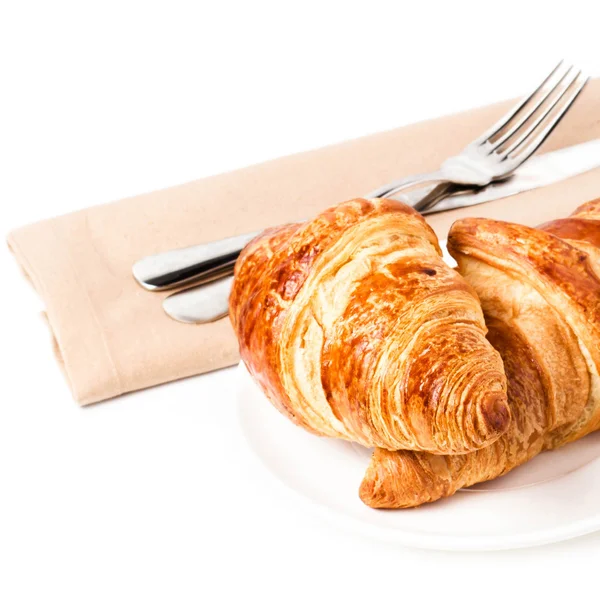 Snídaně s francouzské croissanty — Stock fotografie