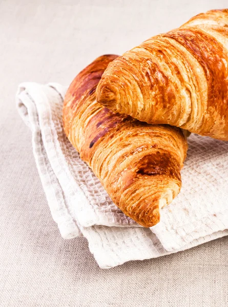 Breakfast with french croissants — Stock Photo, Image