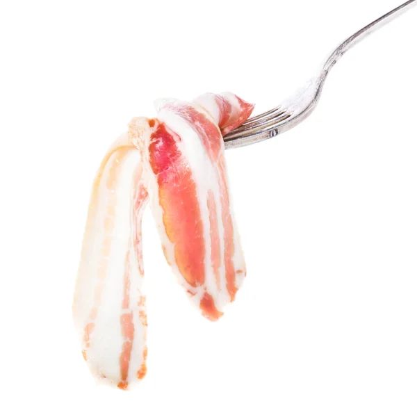 Delicioso jamón de parma en tenedor de plata — Foto de Stock