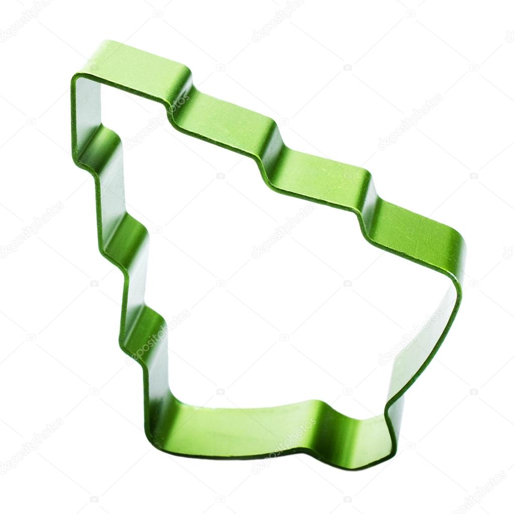 Christmas Tree cookie cutter isolated on white background.