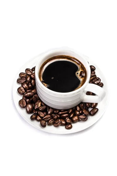 Taza de café y frijoles — Foto de Stock