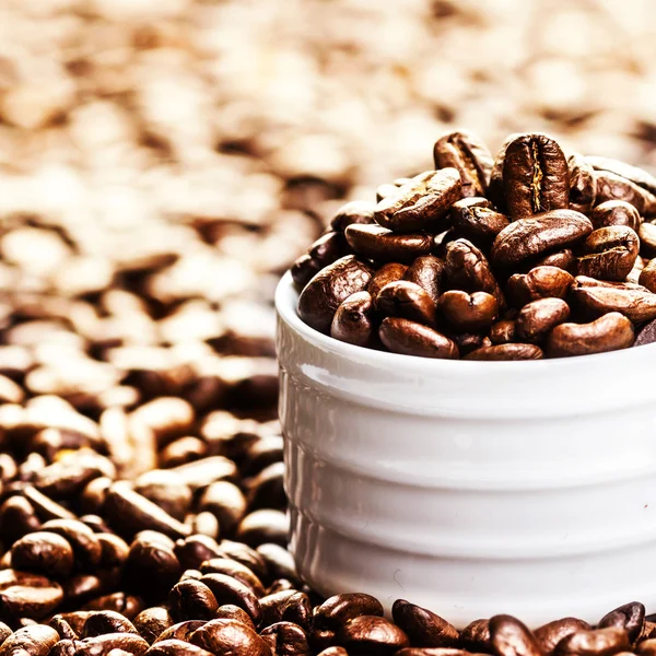 White Coffee Cup with roasted coffee beans — Stock Photo, Image