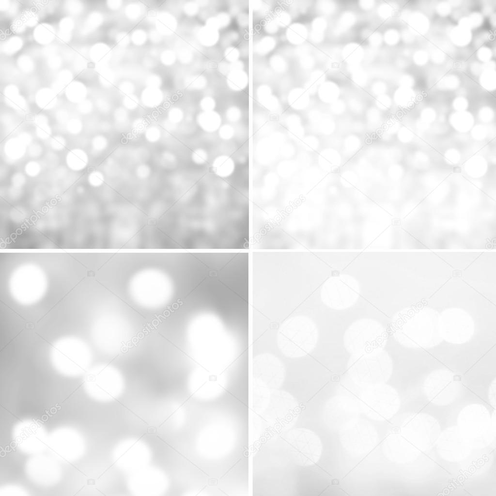 Set of Silver Abstract natural blur defocussed backgrounds