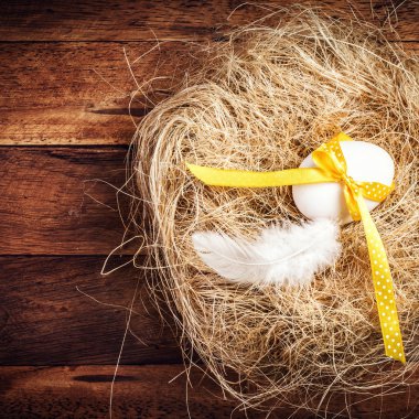 Paskalya nest yumurta, sarı kurdele ile