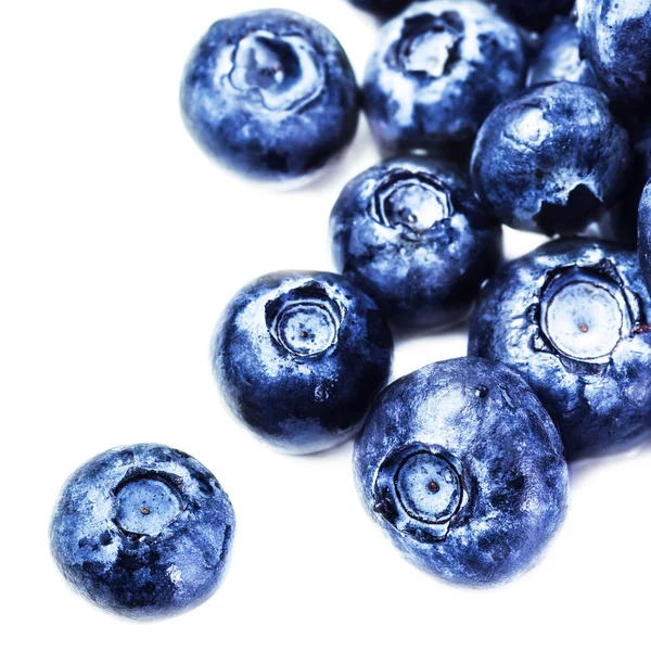 Fresh Blueberries isolated on white background close up. — Stock Photo, Image