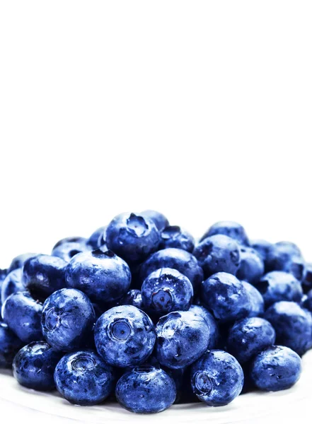 Blueberries on white plate — Stock Photo, Image