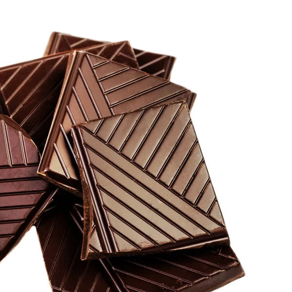 Trozos de una barra de chocolate negro —  Fotos de Stock