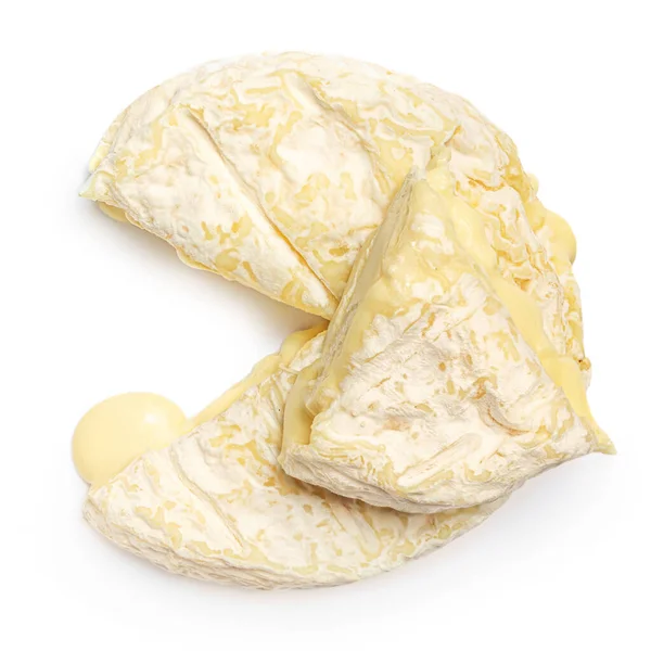 Brie Kaas Geïsoleerd Een Witte Achtergrond Camembert Kaas Close — Stockfoto