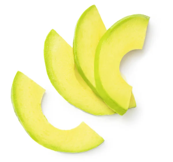 Sliced Avocado Isolated White Background Top View Avocadoes Pieces — Stock Photo, Image