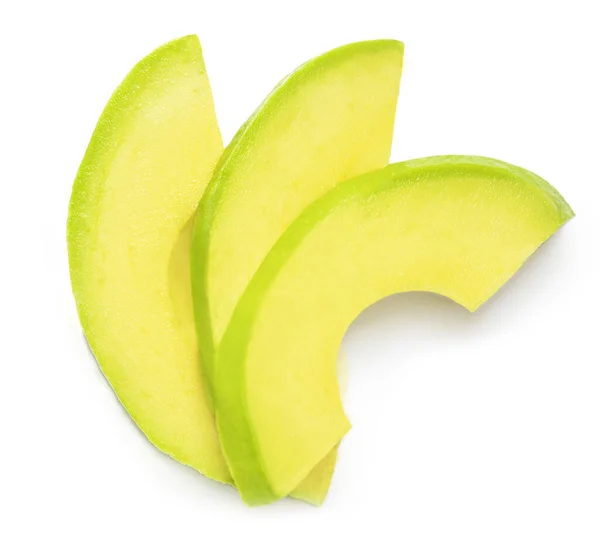 Gesneden Avocado Geïsoleerd Witte Achtergrond Bovenaanzicht Avocado Stukken — Stockfoto