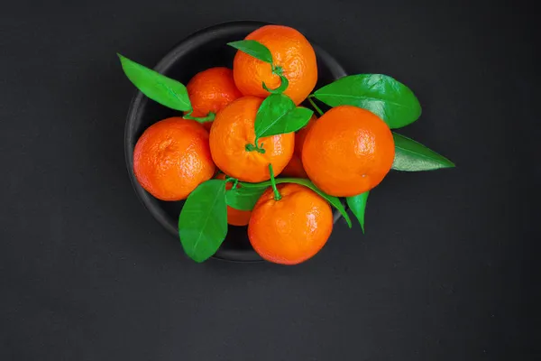 Tangerine Clementine Oranges Fruits Green Leaf Isolated White Background Fresh — Stock Photo, Image