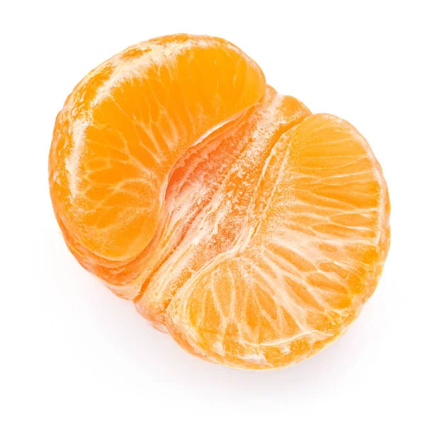 Die Hälfte Der Mandarinen Orangen Früchte Oder Mandarinen Isoliert Auf — Stockfoto