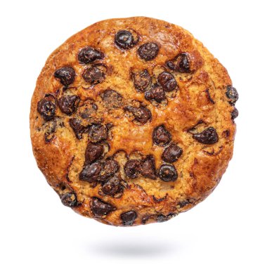 Uçan Kurabiye izole edildi. Beyaz arka planda ev yapımı çikolatalı kurabiye kokusu var. Yüksek çözünürlük.