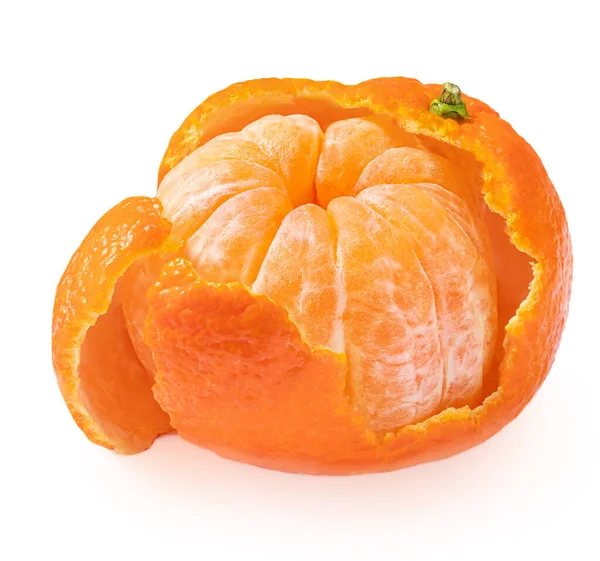 Geschälte Mandarinen Orangen Früchte Oder Mandarinen Isoliert Auf Weißem Hintergrund — Stockfoto