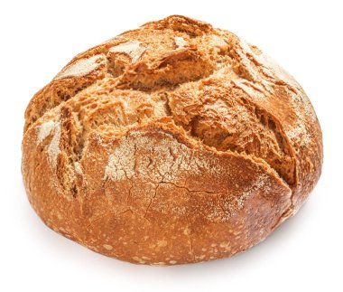Beyaz arka planda izole edilmiş taze pişmiş ekmek. Pastane, geleneksel gıda konsepti.. 