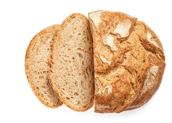 Frisch Gebackenes Brot Mit Krümeln Isoliert Auf Weißem Hintergrund Geschnittenes — Stockfoto