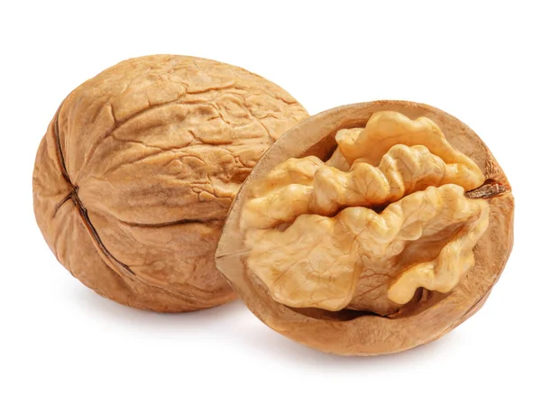 Ořechový Izolovaný Ořechové Jádro Matice Bílém Pozadí — Stock fotografie