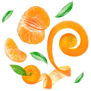 Mandalina portakalı veya mandalina, beyaz arka planda izole edilmiş. Taze mandalina deseni