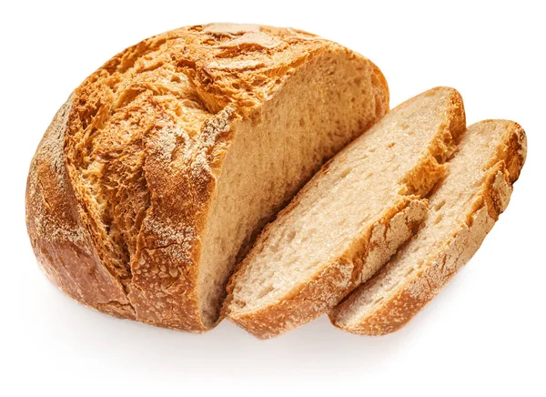 Pão Orgânico Integral Com Migalhas Isoladas Fundo Branco Pão Trigo — Fotografia de Stock