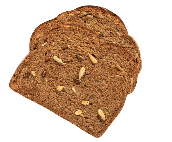 Pão Orgânico Integral Com Sementes Girassol Isoladas Fundo Branco Pão — Fotografia de Stock