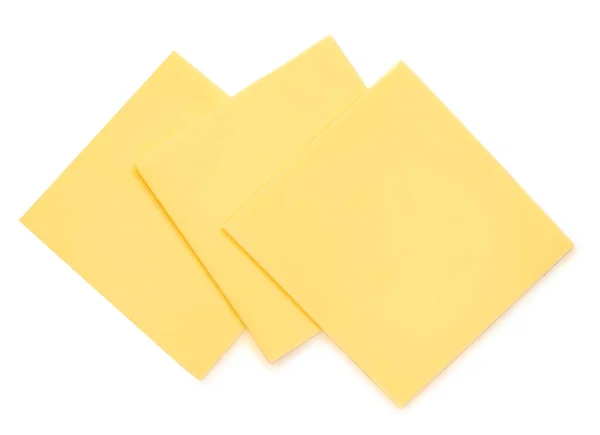 Fatias Queijo Para Hambúrguer Isolado Fundo Branco Leerdammer Cheese Top — Fotografia de Stock