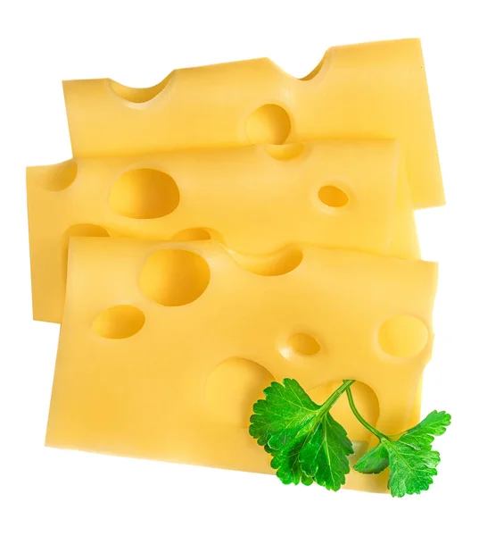 Fatias Queijo Para Hambúrguer Isolado Fundo Branco Cheese Top Vie — Fotografia de Stock