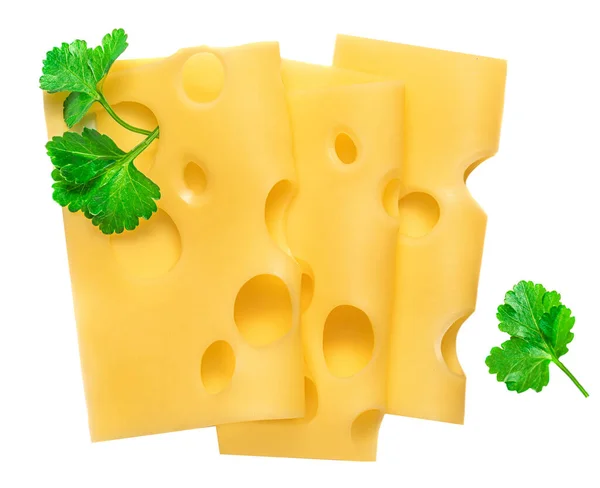 Fatias Queijo Para Hambúrguer Isolado Fundo Branco Cheese Top Vie — Fotografia de Stock