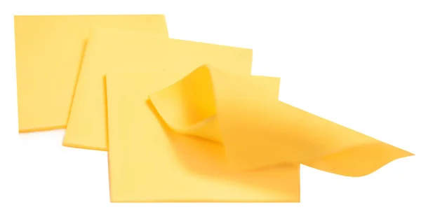 Käsescheiben Für Sandwiches Isoliert Auf Weißem Hintergrund Draufsicht Geschnittener Käse — Stockfoto