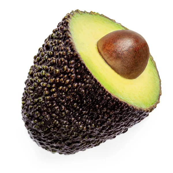 Helft Van Verse Avocado Geïsoleerd Witte Achtergrond Rijp Verse Avocado — Stockfoto