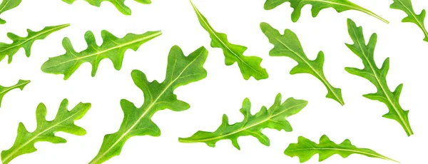 Ruccola Leaf Isolated White Background Fresh Green Arugula Leaves Collection — Stock Photo, Image