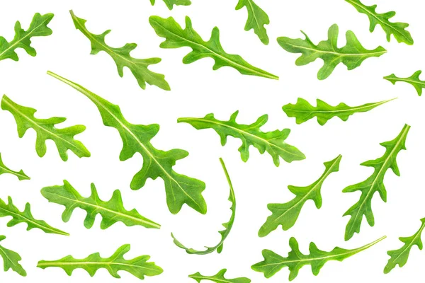 Ruccola Leaf Isolated White Background Fresh Green Arugula Leaves Collection — Stock Photo, Image