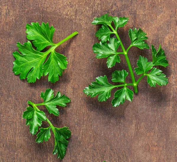Parsley Herb Leaves Wooden Table Fresh Parsley Closeup — Stock Photo, Image