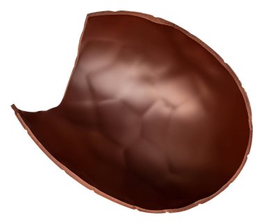 Crushed Chocolate Easter egg isolated on white background, close up. Sweet egg for holiday
