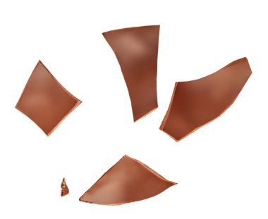 Crushed Chocolate pieces isolated on white background. Milk chocolate closeu