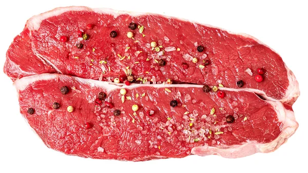 Fresh Beef Steak Isolated White Background Top View Raw Meat —  Fotos de Stock